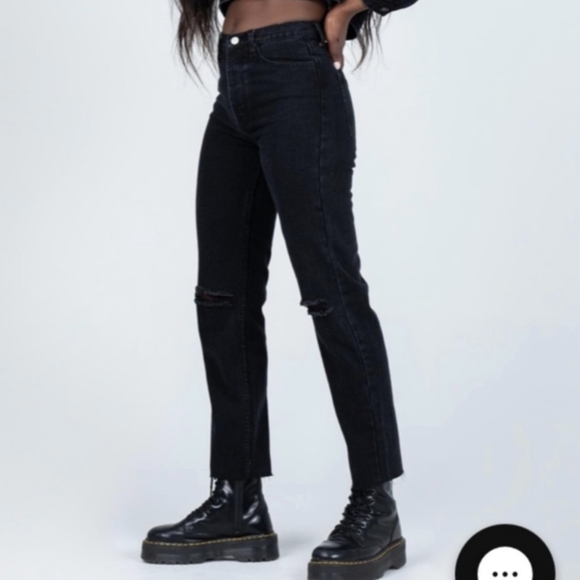 PRINCESS POLLY High Rise Raw Hem Distressed Black Jeans Size 0 - Picture 12 of 12